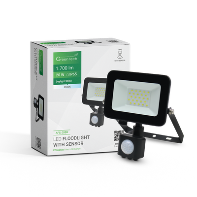 LED reflektor sa senzorom Green Tech 1700 lm, 20W, 6500K, IP65, crni