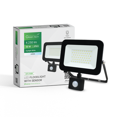 LED reflektor sa senzorom Green Tech 4250 lm, 50W, 6500K, IP65, crni