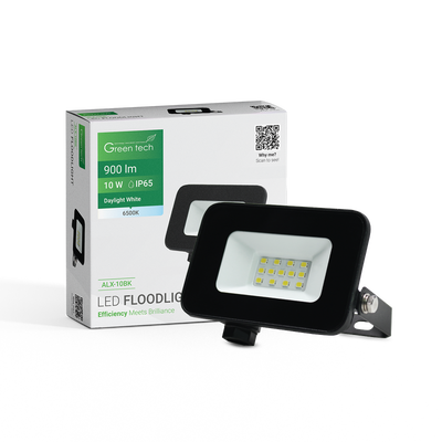 LED reflektor Green Tech 900 lm, 10W, 6500K, IP65, crni