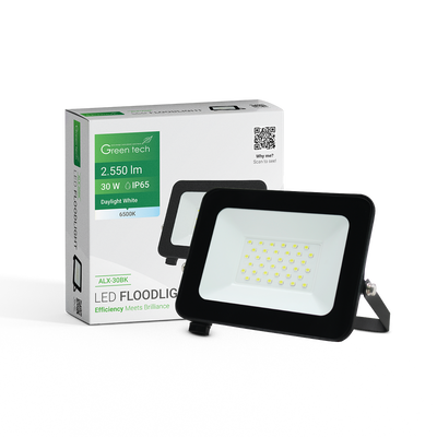 LED reflektor Green Tech 2550 lm, 30W, 6500K, IP65, crni