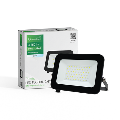 LED reflektor Green Tech 4250 lm, 50W, 6500K, IP65, crni